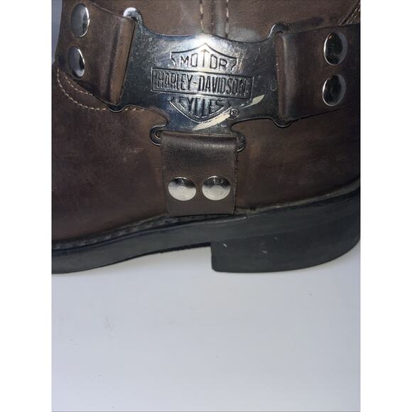 VNT Harley Davidson Harness Riding Boots Genuine Leather Square Toe Ankle Sz 9 - Picture 4 of 13